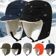 Winter Windproof Skull Cap Fleece Sherpa Lined Thermal Earflap Hat for Men Women