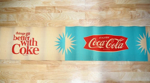 Vintage  Coca Cola Corrugated Cardboard Sign banner store display Fishtail