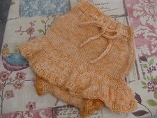 Pure wool hand knitted skirtie soaker nappy diaper cover 6 months approx baby
