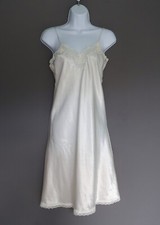 ERIKA TAYLOR Lace Trim Satin Slip Dress Chemise Nightgown Spaghetti Straps S 4