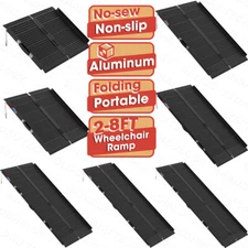2/3/4/5/6/7/8 FT Folding Aluminum Wheelchair Ramp Mobility Ramp 600 lbs Non-Slip