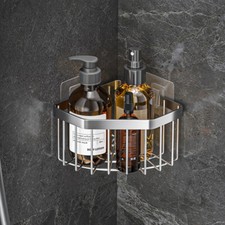1pc Stainless Steel Wall-Mounted Shower Caddy Basket.