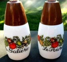 Corning Ware Spice Of Life Salt & Pepper Shakers, La Saliere & Le Poivrier Gemco