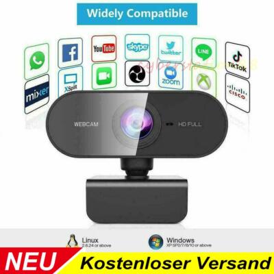 Neu Webcam Kamera mit Mikrofon Full HD 1080P Streaming-Kamera für PC MAC Laptops