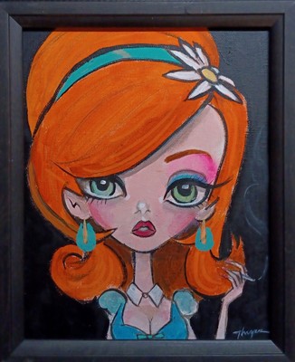Original Glamour Girl Painting 1960s Thayer Art OOAK MCM Canvas NOT A PRINT