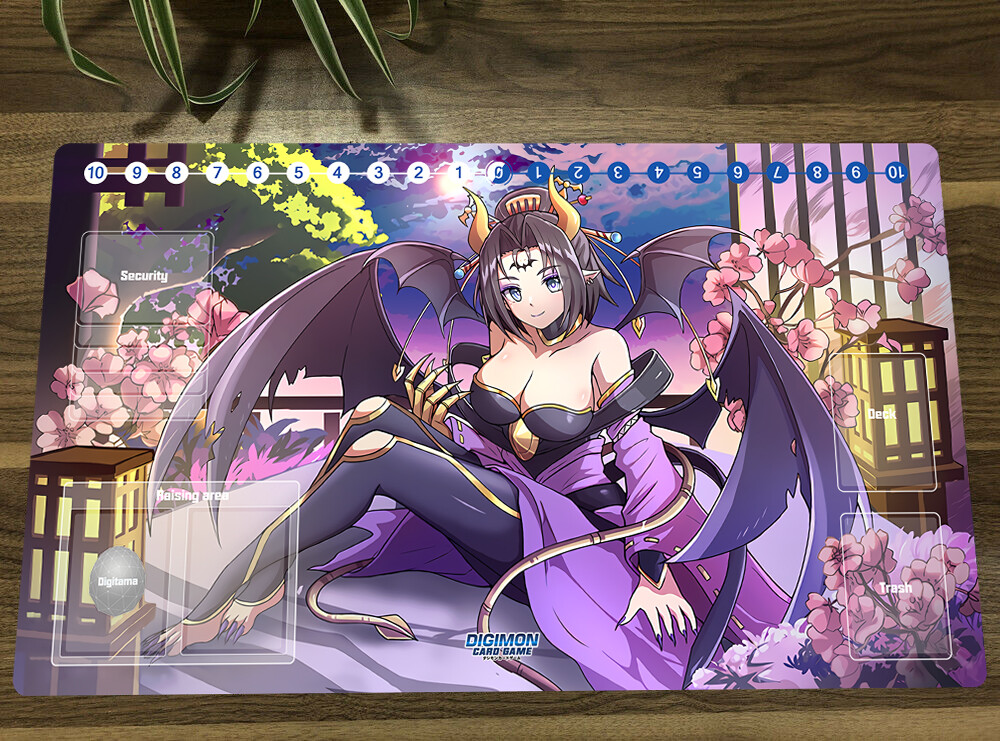 Black Trading Card Games Playmats Digimon Lilithmon Anime TCG Playmat With  Zones - Standard Size, Rubber Base Konami Trading Card Games Playmats