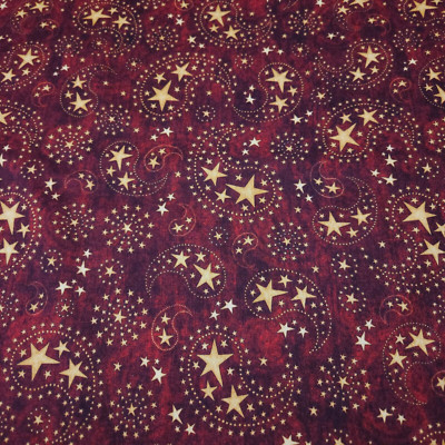 Stars & Stripes Forever BTY Dan Morris Quilting Treasures Wine Golden Stars