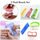 3 Nail Brush Set Manicure Pedicure Cleaning Scrubbing Toe Brushes Finger Bristle
