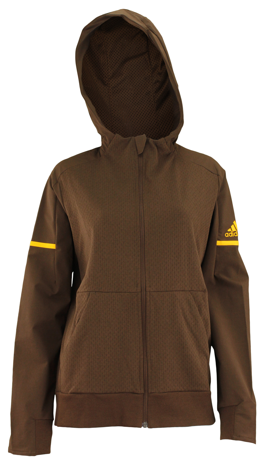 Куртка Adidas Womens Squad на молнии, цвет кофе/Collegiate Gold