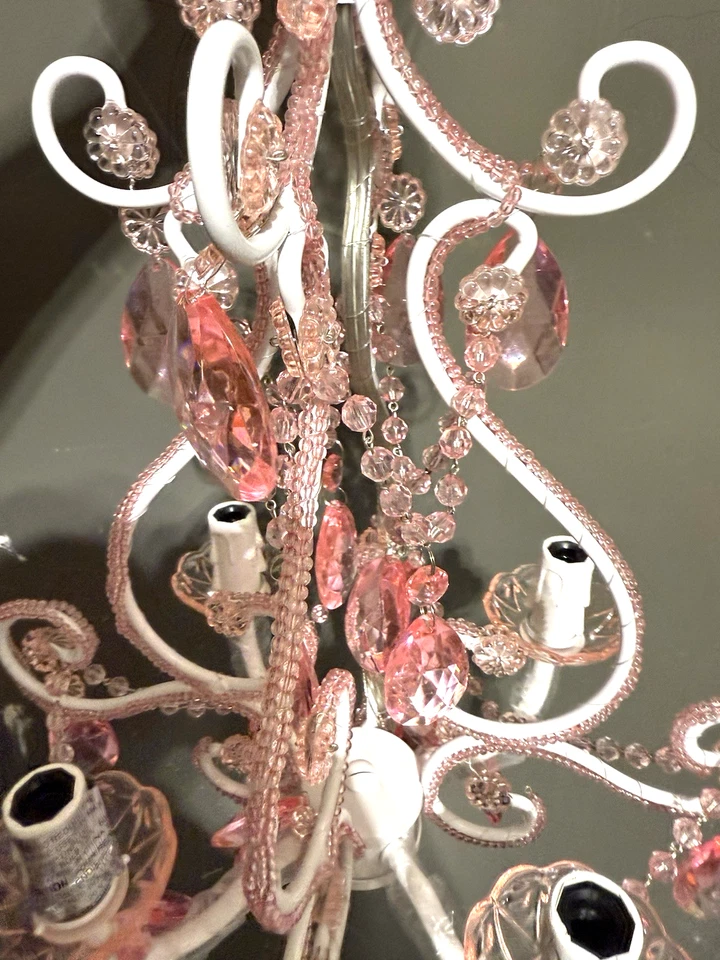 NOVO Mini Lustre Vintage 4 Lâmpadas - Safira Rosa | 14" x 14" x 17" | - Imagem 2 de 4