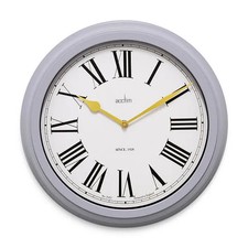 Wall Clock Grey Acctim Turin Easy Read Modern Round Home Decor Timepiece