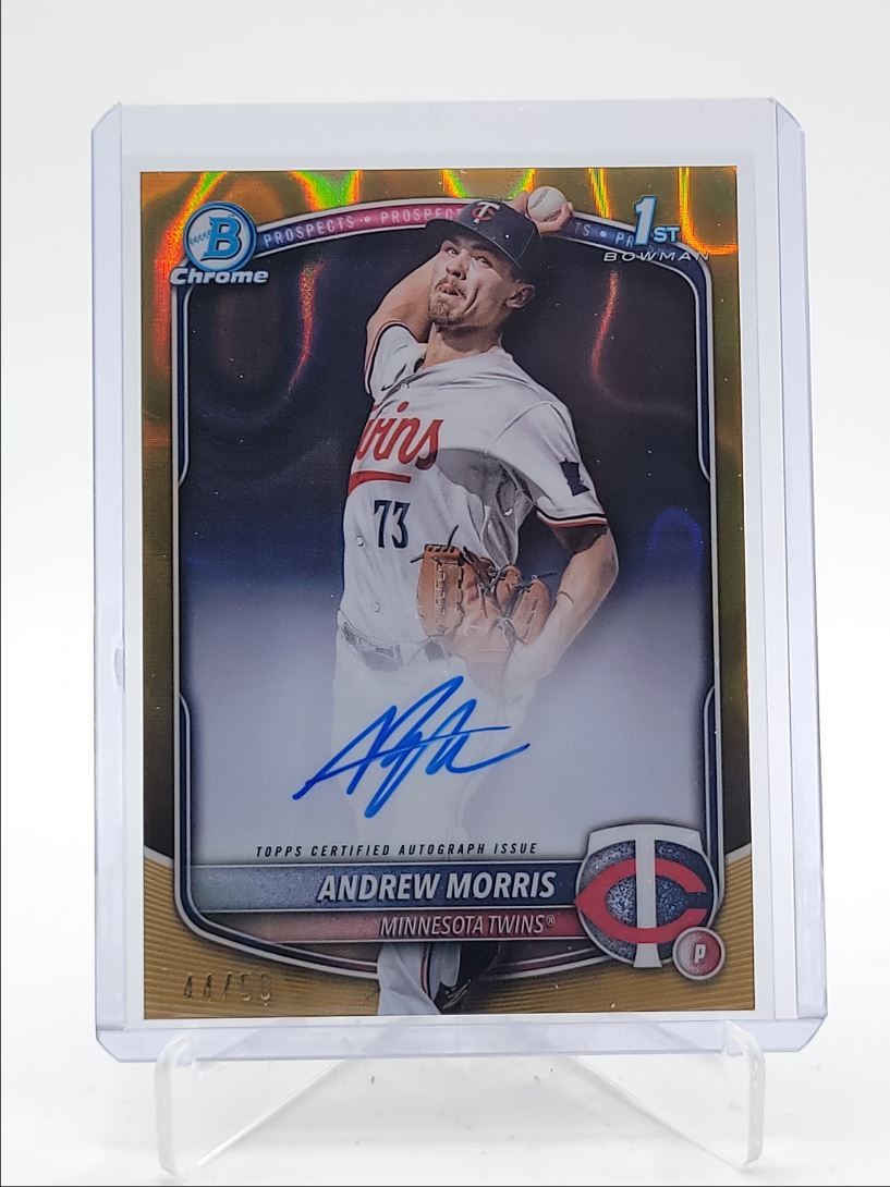 ANDREW MORRIS 2025 BOWMAN CHROME 1ST AUTOGRAPH GOLD LAVA AUTO /50 Q1940
