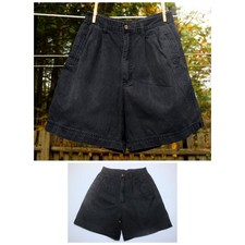 VTG 90s White Stag Black Wide Leg Pleated Cotton Shorts XXS/XS 5 1/2" Inseam