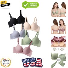 Pack of 5,Women Comfort No Wire Bras Seamless No Show Bra Pack Wireless Pus...