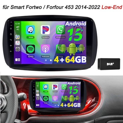 DAB+ Für Smart Fortwo 453 2014-2022 LowEnd Android 15 Radio Carplay WiFi Navi EQ