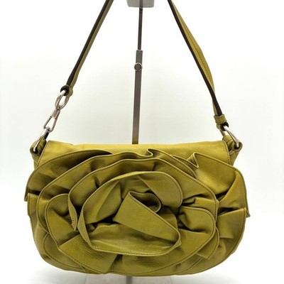 YVES SAINT LAURENT Schultertasche Rive Gauche Nadja Leder Blumen Grün von JP