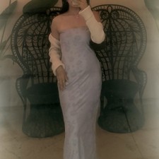 Forever 21 Elegant Lavender Floral Dress Strapless Zip Up Lilac Flowers Lined