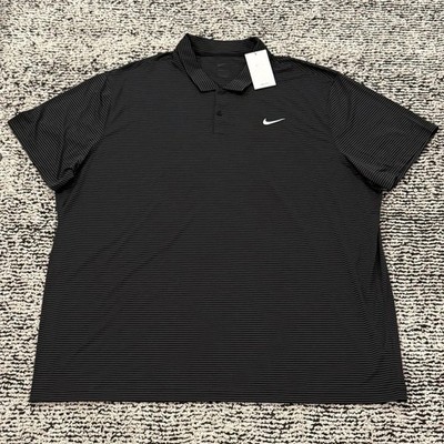 Nike Dri-Fit Core Polo Golf Shirt Gray Black Striped FZ5647-010 Men's Size  4XL