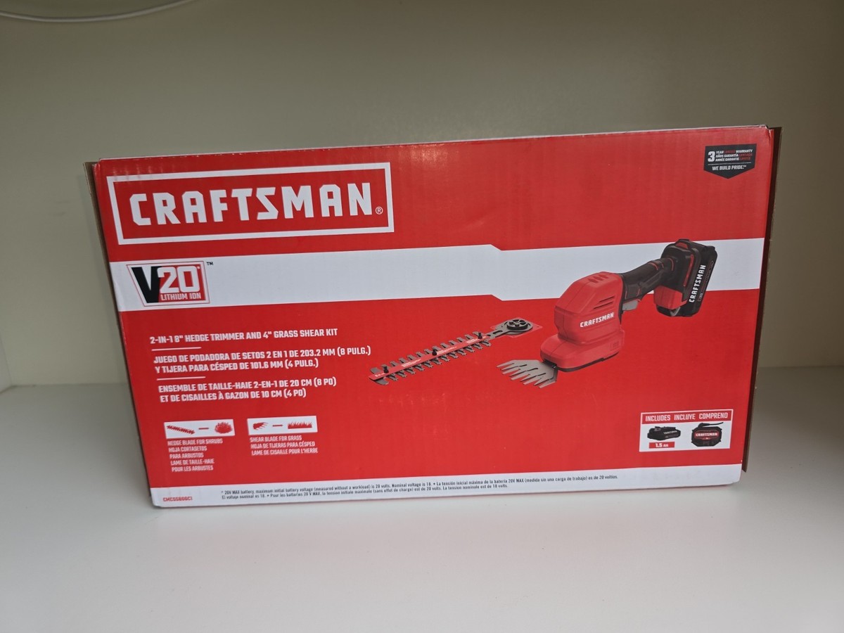 Craftsman V20 2-in-1 8in Hedge Trimmer and 4in Grass Shear Kit