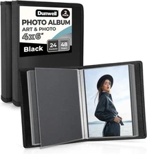 Dunwell 4x6 Photo Album (2-Pack, Black), Mounting w/ BLK Paper, Black 