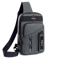 Crossbody Sling Bag, Black Nylon, Multi-Pocket Design with Adjustable Strap