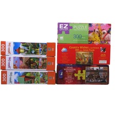 Lot of 6 300 Piece Puzzles Master Pieces Ceaco EZ Grasp Memory Lane With Posters