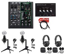 2-Person Podcast Podcasting Recording Kit w/Mackie ProFX6v3 v3 Mixer Desk Stands
