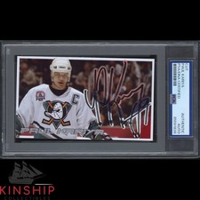 Paul Kariya signed Cut 3x5 Custom Card PSA DNA Slab Hockey HOF Auto C5438