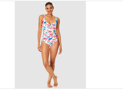 AnneCole Women Watercolor Paisley V-Front One-Piece Swimsuit Multi Size 16 10517