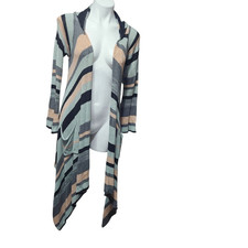 Elan waterfall open cardigan lifetime colorful stripe hooded pockets small