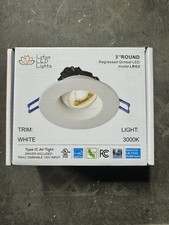 Lotus LED Lights 3" Round Regressed Gimbal LED Recessed Kit White Trim 3000K