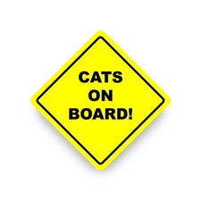CATS ON BOARD WARNING SAFETY BUMPER STICKER Yellow Sign Car Vinyl vehicle