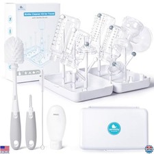 Termichy Portable Travel Bottle Cleaning Kit: Drying Rack  Brush Set for Moms