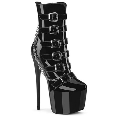 Pleaser Jubilant-1015 7'' Heel 3'' Concealed Platform Strappy Ankle Boot Side Zip