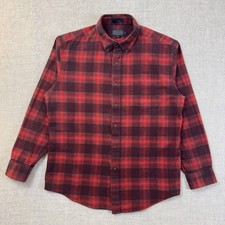 Pendleton Mason Flannel Shirt Men  s Large Red Plaid Button Down Cotton