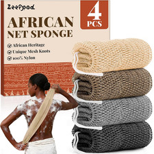 African Net Sponge Authentic-4 Packs African Exfoliating Net Sponge,Bath Sponges