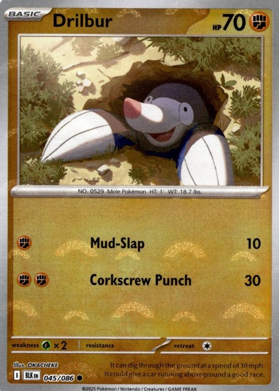 DRILBUR 045/086 BLACK BOLT POKEMON (POKE BALL, NM)