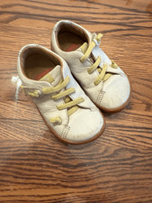 Camper Peu Cami First Walker Leather Sneaker Casual Shoes White Yellow Size 6.5