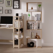 5-tier Bookcase Storage Display Shelving S Shape Design Unit