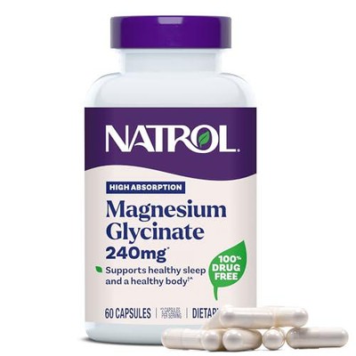 Natrol Magnesium Glycinate Supplements 240 mg - High Absorption - Calm Magnesium