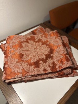 Vintage Brokat Jacquard Paar Vorhänge Rot 44 x62  Bleistiftfalte Handarbeit