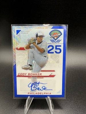 2025 Panini Prospect Edition Cody Bowker Auto Blue Wave #/75 Phi Phillies