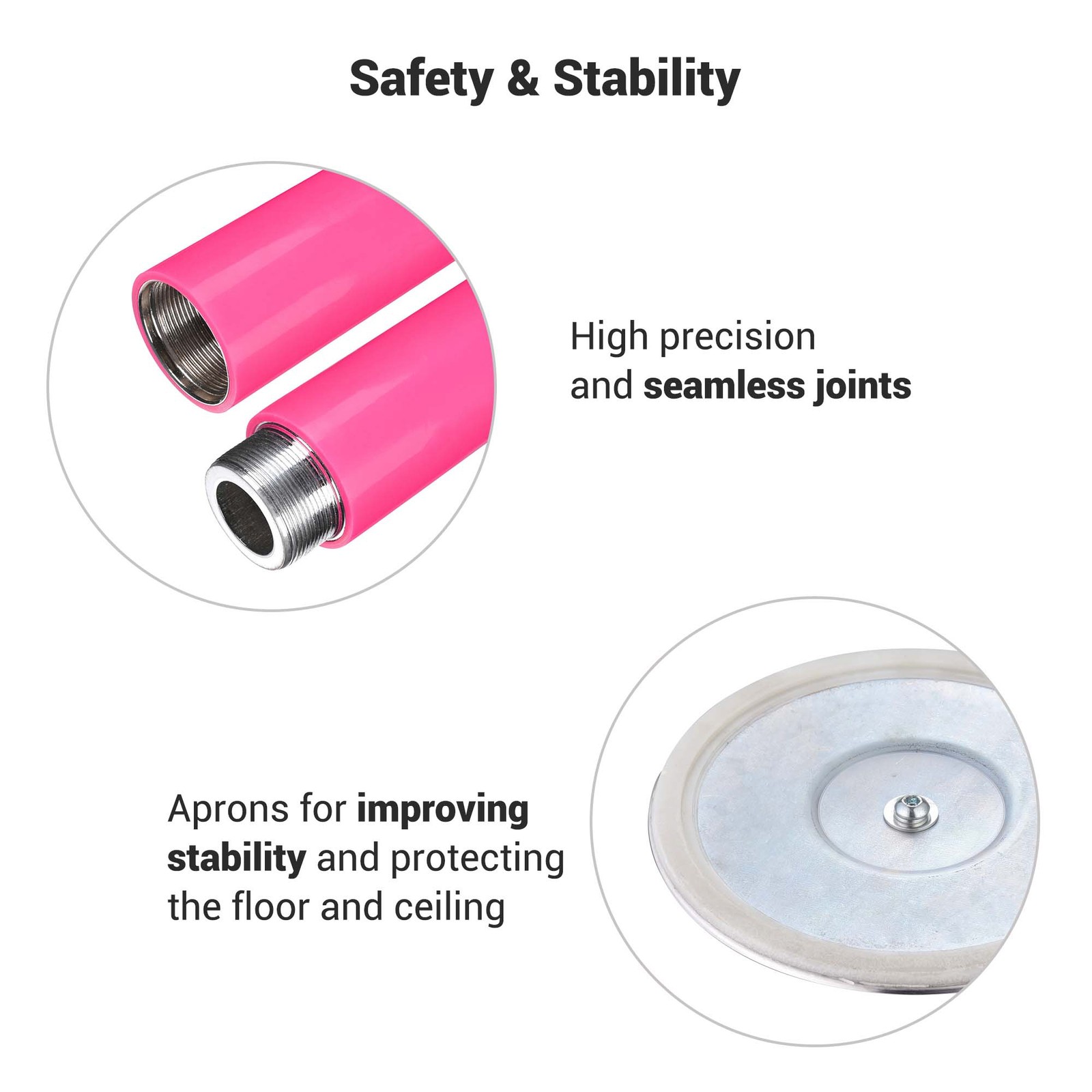 Yescom 3 Pack 9.25 Ft Silicone Spinning Static Dancing Pole for Studio Club Pink