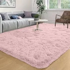 Pink Color Shaggy Area Rugs Soft Fluffy Anti Slip Rug for Living Room BedRoom