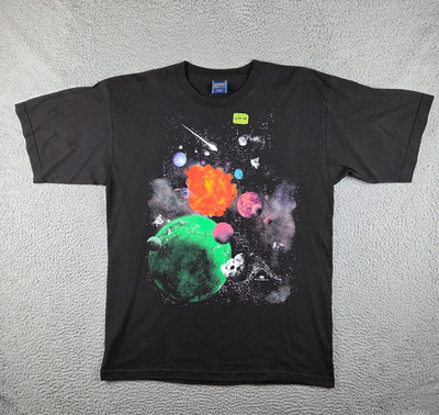 Dan Gilbert T-Shirt Mens XL Black Planets Universe Glow In The Dark NEW