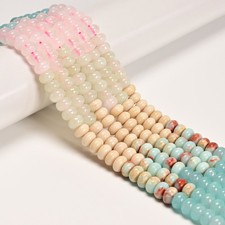 11-Multi-color Gemstone Smooth Rondelle Beads Size 5x8mm 15.5" Strand