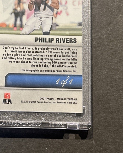 2021 PRIZM PHILIP RIVERS BLACK AUTOGRAPHS FINITE PRIZM AUTO SSP #d 1/1! TRUE 1/1 view 7