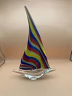 Vintage Murano Style Badash Art Glass Rainbow Boat Hand Blown 13"