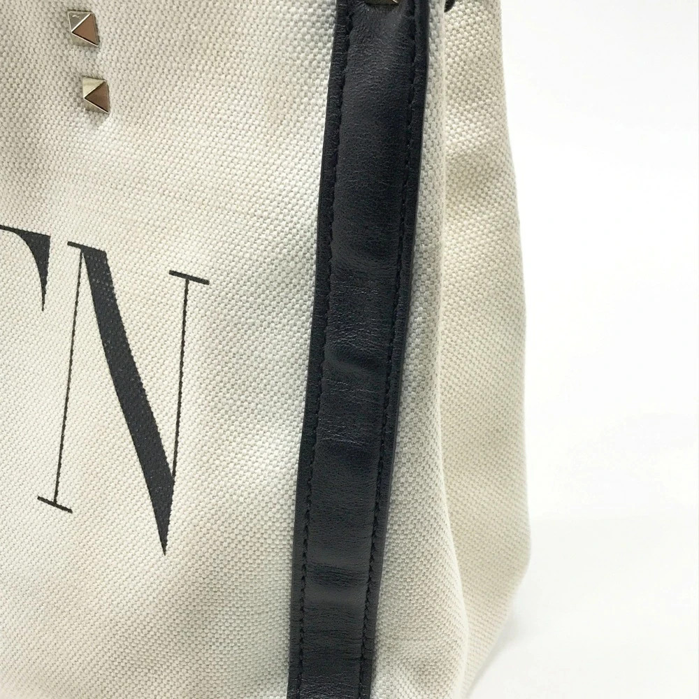 VALENTINO GARAVANI 2WAY Shoulder Tote Bag Canvas White with Shoulder Strap Used thumbnail 7