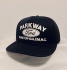 VINTAGE NOS BLACK PARKWAY FORD WINSTON SALEM N.C FOAM BIKER TRUCKER SNAPBACK HAT — photo 1